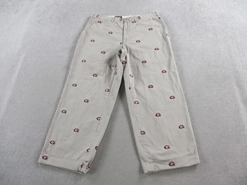 Georgia Bulldogs Pants Mens 36x27 Khaki Chino Embroidered Football Pennington - Image 1 of 4