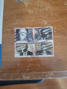32 CENT PIONEERS OF COMMUNICATIONS STAMP BLOCK USED - Picture 1 of 2