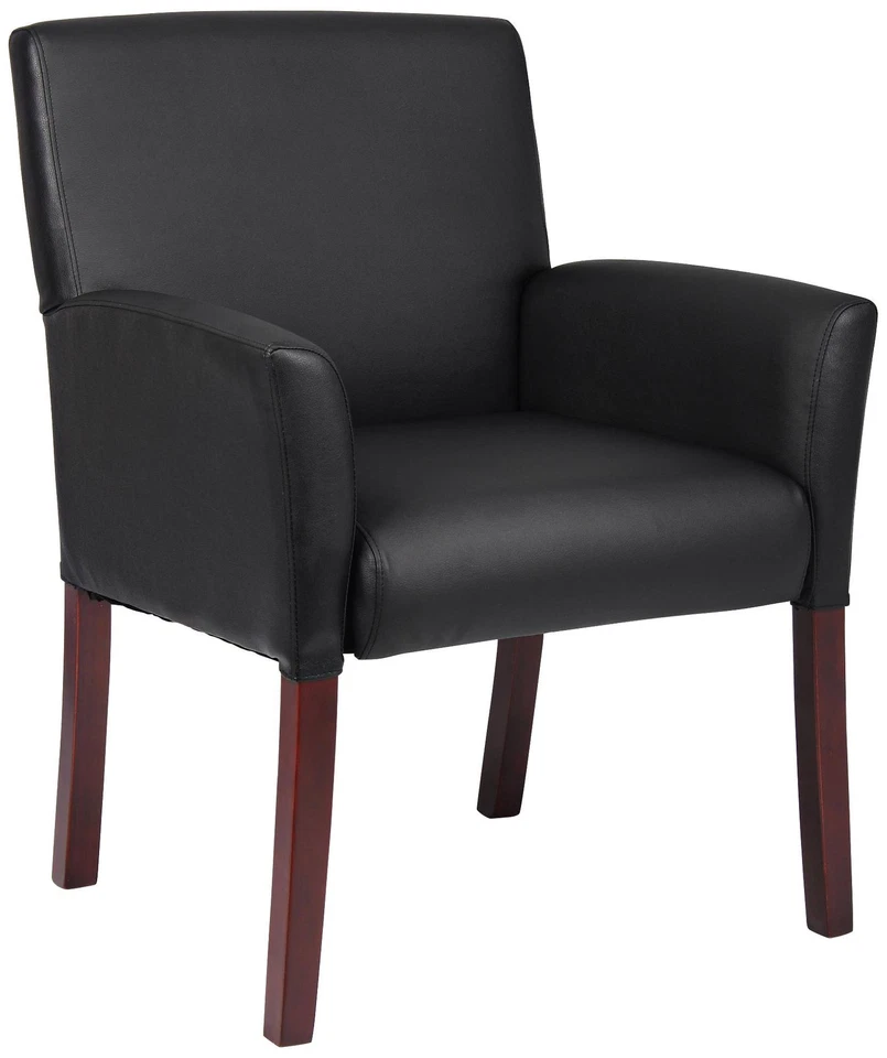 Silla de invitados Boss caoba con brazo de caja negra Foto 1 de 1