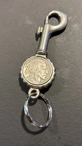 Vintage Snap Clip 1936 Buffalo Nickel Silver Keychain and Bottle Opener. - Picture 1 of 2