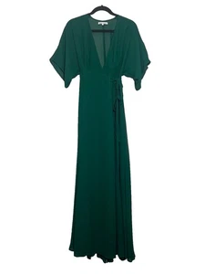 Reformation Winslow Kleid Damen XS Smaragdgrün Maxi Wickelkleid - Bild 1 von 9