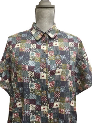 Túnica Caballete L Retazos Cottagecore Abuela Geométrica Campesina Gran Tamaño Pradera Foto 1 de 4