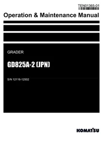 Manual de mantenimiento del operador de niveladora JPN Komatsu GD825A-2 SN 12116-12502 - Imagen 1 de 1