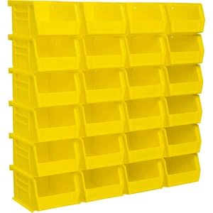 CASE of Quantum Heavy-Duty Storage Bins Yellow 4-1/8"W x 5-3/8"D x 3"H - Picture 1 of 6