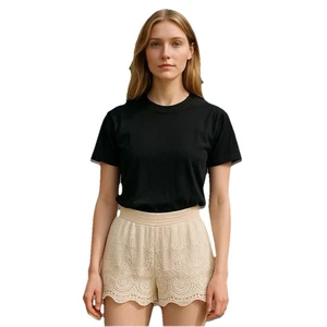 Forever 21 Crochet Lace Shorts Size Med Pull On Lined Lt Beige Hot Pant Shorts - Picture 1 of 7