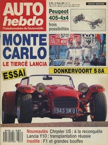AUTO HEBDO n°661 01/02/1989 DONKERVOORT S8A PEUGEOT 405 4X4 LANCIA Y10 - Foto 1 di 1