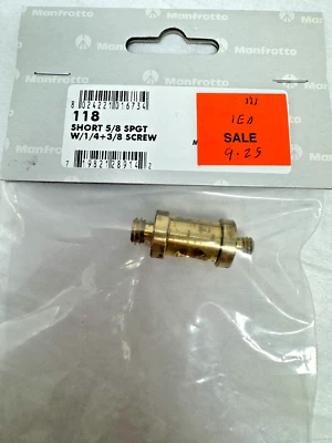 Manfrotto 118 Corto 5/8 SPGT CON 1/4+3/8 Tornillo Hecho en Italia Nuevo En Paquete Foto 1 de 3