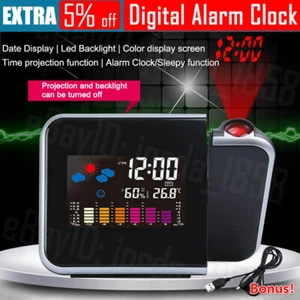 Digital Projection Projector Clock Snooze Alarm Temperature Weater LCD Display - Picture 1 of 12