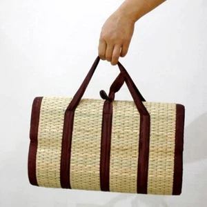 120x195cm. Thai Handmade Straw/Reed Woven Yoga Meditation Beach Mat Eco-Friendly - Picture 1 of 6