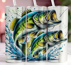 Bass Fish 20 Unzen Edelstahl Becher handgefertigt #2 - Bild 1 von 1