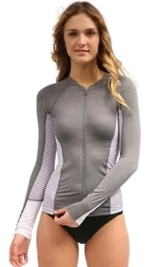 RIP CURL MAVERICKS 50+ UPF long SLEEVE RASH GUARD, GRAY STRIPE, SIZE XL - Picture 1 of 1