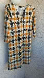 AUTÉNTICO VESTIDO MUJER "TACERA" MARRÓN MULTICOLOR CUADROS/RAYAS TALLA PEQUEÑA - Imagen 1 de 5