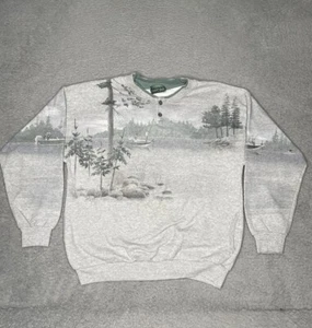 Vintage Forest Glen Apparel Sweater Adult Large Fishing All Over Print Pull Over - Picture 1 of 7