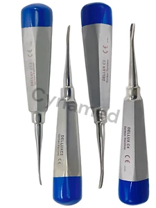 GERMAN DENTAL ELEVATOR EXTRACTING LUXATING APICAL ROOT ELEVATOR SET 4 CVD BLUE - Picture 1 of 4