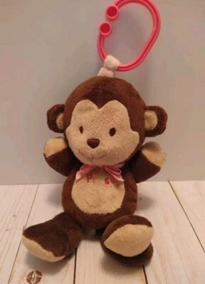 Child of Mine de Carter's Monkey Peluche Animal Marrón Tostado Rosa Prensa Arco Foto 1 de 4