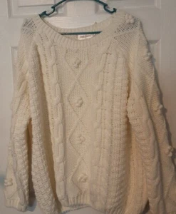 Simply Couture Womens Off White Long Sleeve Knit Acrylic Sweater 3XL - Picture 1 of 8