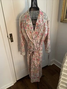 Vintage Victoria's Secret Gold Label Pink Floral Robe Cotton & Lace Size M/L - Picture 1 of 17
