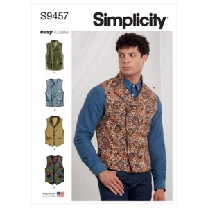 SIMPLICITY Sewing Pattern 9457 Mens Waistcoat , Vests 34-42 20% OFF - Picture 1 of 7