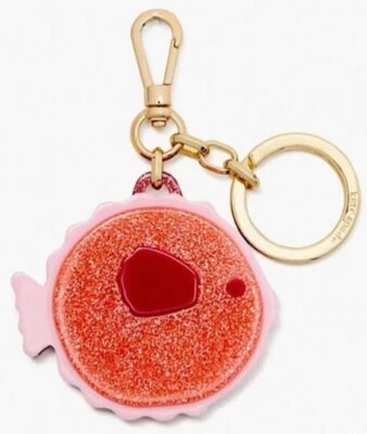 NUEVO CON ETIQUETAS NUEVO Llavero Kate Spade Pez Hinchado Rosa y Rosa Resina Brillante Foto 1 de 3