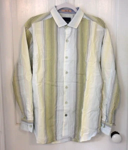 Tommy Bahama Hemd Herren Hawaii 100% Baumwolle gestreift blau gelb weiß LS Gr. L - Bild 1 von 8