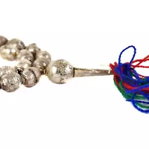 Silver Metal Mala Prayer Beads Ethiopia 28 Inch - Picture 1 of 3