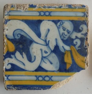 Antike Fliesen Spanien 17 Jh, Azulejos, Tiles, Tegels, Carreaux Ancien, Delft, - Bild 1 von 2
