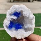 134G Rare Moroccan Blue Magnesite And Quartz Crystal Coexisting Specimen