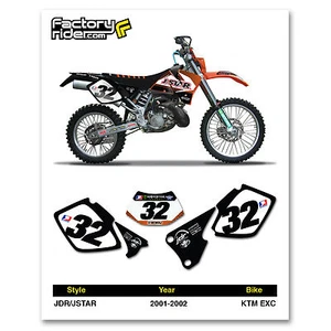 KTM EXC 2001-2002 Dirt Bike gráficos placas numéricas personalizadas JSTAR - Imagen 1 de 4