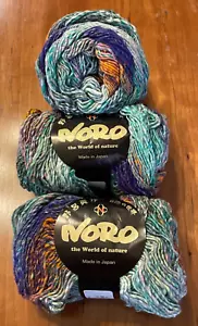 Lot of 3 Noro KIBOU yarn / #5 Green Purple Orange - Picture 1 of 5