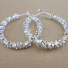 Wholesale Jewelry 925 Sterling Silver Plated "Stars" Hoop Earrings For Women