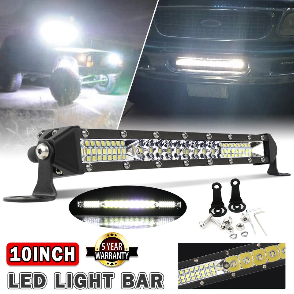 Barra de luz LED ultrafina de 10 pulgadas 12000LM combo punto de inundación camión todoterreno UTV SUV Foto 1 de 4