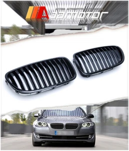 Black Glossy Shiny Front Hood Kidney Grilles 2 PCS fits for BMW F10 F11 5-Series - Picture 1 of 1