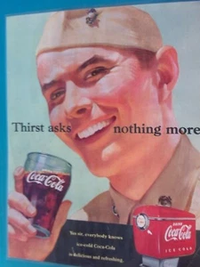1951 Bottiglia Coca-Cola arte "La sete non chiede altro" pubblicità stampa promo vintage - Foto 1 di 1