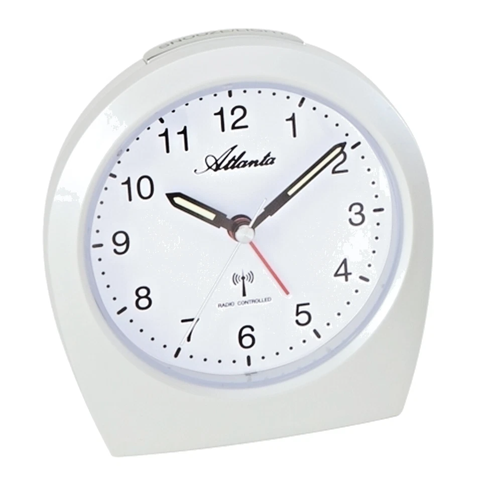 Funkwecker Ohne Ticken leise geräuscharm Licht Snooze Weiß -  ATLANTA 1824/0 - Bild 1 von 1