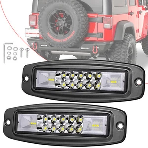 2X 7" Flush Mount LED Pods Work Light Bar Combo Driving Reverse OffRoad For JEEP - Picture 1 of 20