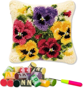 Latch Hook Kits for DIY Throw Pillow Cover,Needlework Cushion Cover Hand Craft C - Picture 1 of 7