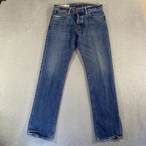 Pantalones de mezclilla Abercrombie Fitch para hombre 31x32* azul ajustados pierna recta botón mosca - Imagen 1 de 17