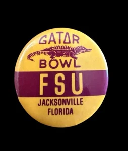 Vintage 1960’s Florida State Seminoles Gator Bowl Pin 1.75” - Picture 1 of 2
