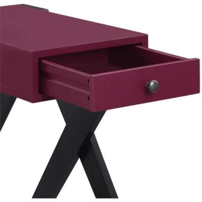 Mesa auxiliar de madera ACME Fierce con base de carga USB en Borgoña y Negro Foto 1 de 4