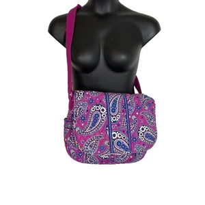 Vera Bradley Boysenberry Large MESSENGER Crossbody Bag Bookbag 11.5 x 14 x 4 - Picture 1 of 11