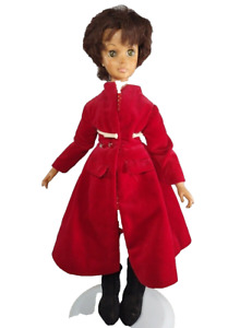 Vintage 15” Eegee 1963 Doll Pixie Cut Big Eyes Red Coat Open Close Lashes Rare