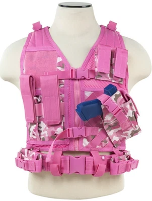 VISM Chaleco Táctico con Cremallera Conjunto Rifle/Pistola Caza Tiro XSM-PEQUEÑO ROSA CAMUFLAJE Foto 1 de 4