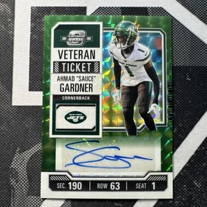Ahmad Sauce Gardner 2023 Contenders Optic Veteran Ticket Green Prizm Auto /23 - Picture 1 of 3