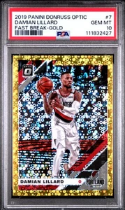 Damian Lillard 2019 Panini Optic Gold Fast-Break 08/10 PSA 10 Trailblazers #7 - Picture 1 of 2
