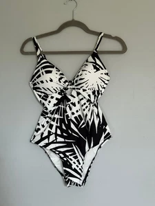 FRESHWATER WOMEN'S ONE-PIECE SWIMSUIT.SIZE: S BLACK & WHITE GEOMETRIC ADJ. STRAP - Picture 1 of 4