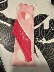Kate Spade Silk Twill Scarf Pink Logo Skinny Bag Wrist Hair Tie new no tags - Picture 1 of 1