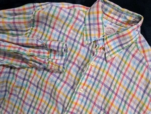Brooks Brothers 100% Linen Shirt Men's S Multicolor Striped Button Down Rainbow - Picture 1 of 7