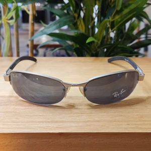 Ray Ban Sunglasses RB 8838 Oval Silver Frame Black Lens - Picture 1 of 16