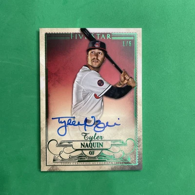 2016 Topps Five Star Autographs Emerald #FSATN Tyler Naquin Rookie Card 1/5 - Image 1 of 4