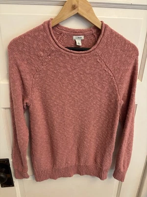 LL Bean Women’s Pink Midweight Cotton Slub Rollneck Sweater - Size Small - Image 1 of 4